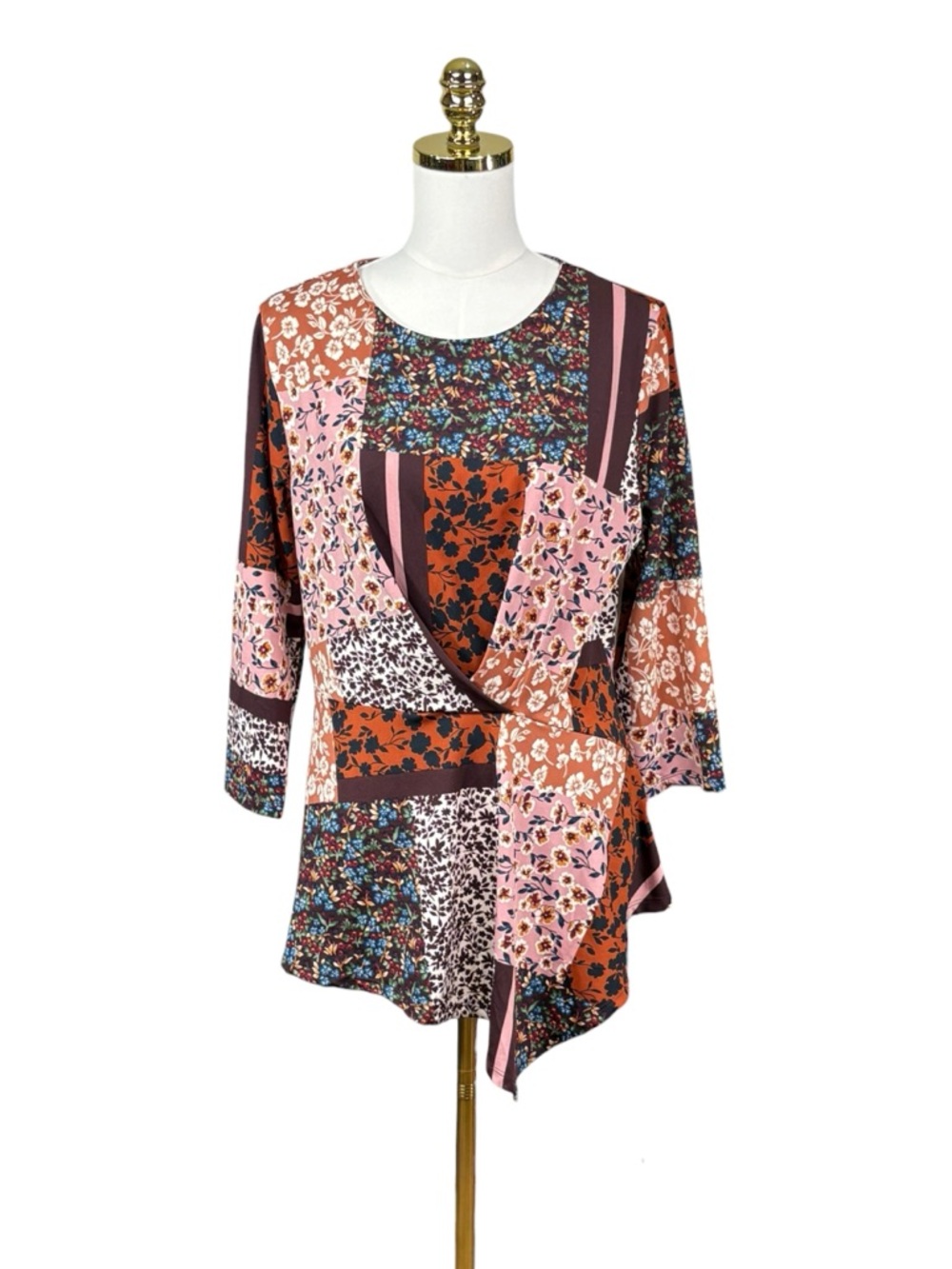 Woman’s Nanette by Nanette Lapore floral patchwork print asymmetrical top size L